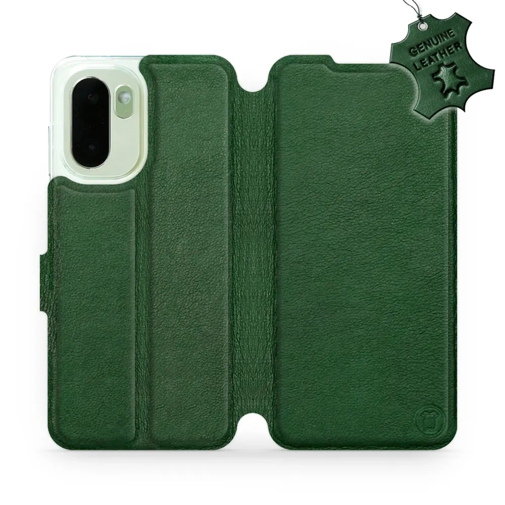 Etui z naturalnej skóry do OnePlus 15R, Mobiwear Leather, zielone