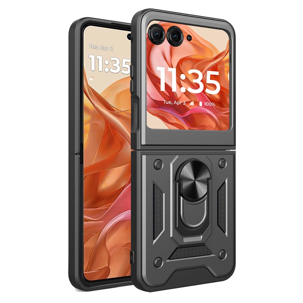 Etui z podstawką Techsuit CamShield Series do Motorola Razr 50, Motorola Razr 60, Motorola Razr 70, czarne