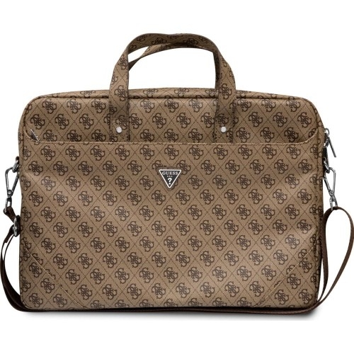 Image of Torba Guess Saffiano 4G Triangle Logo Laptopy do 16'', brązowa