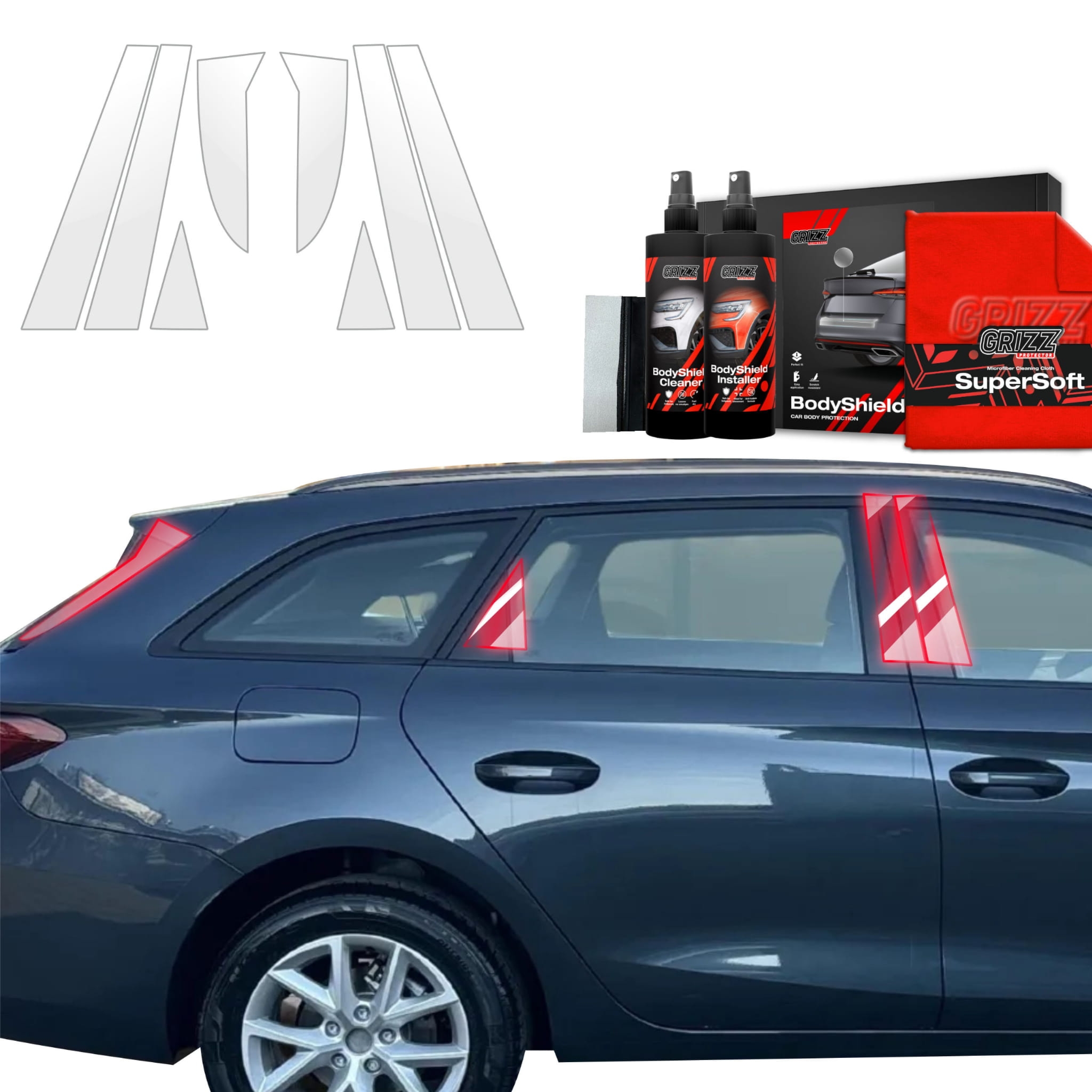 8w1 Folia ochronna Grizz Protector na słupki do Seat Leon (2024-2026)