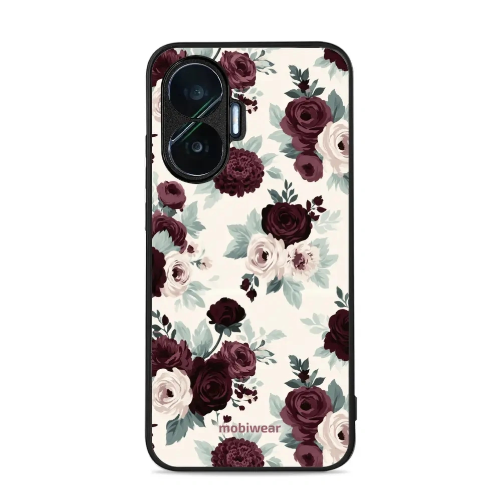 Etui ochronne do Xiaomi POCO F7, Mobiwear Glossy Case, róże z szałwią na kremie