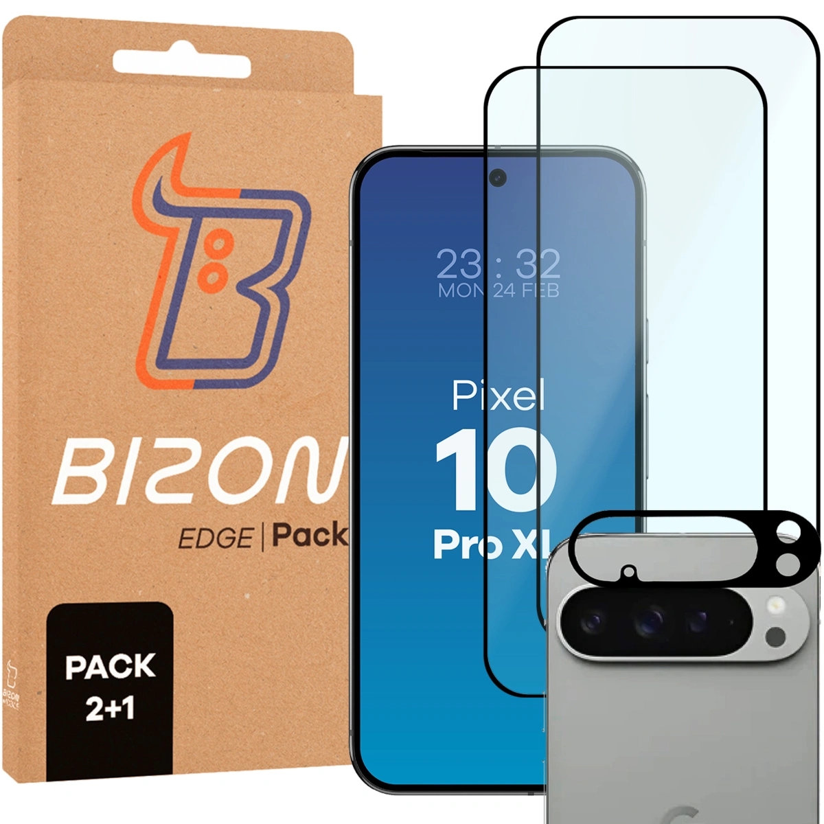 2x Szkło + szybka na aparat Bizon Glass Edge Pack do Google Pixel 10 Pro XL
