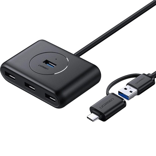 Image of HUB, rozdzielacz Ugreen CR113 4w1, USB-C/USB-A - 4x USB 3.0 1m, czarny