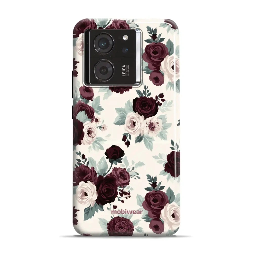 Etui ochronne do Xiaomi 13T, Mobiwear Elite Pro, róże z szałwią na kremie