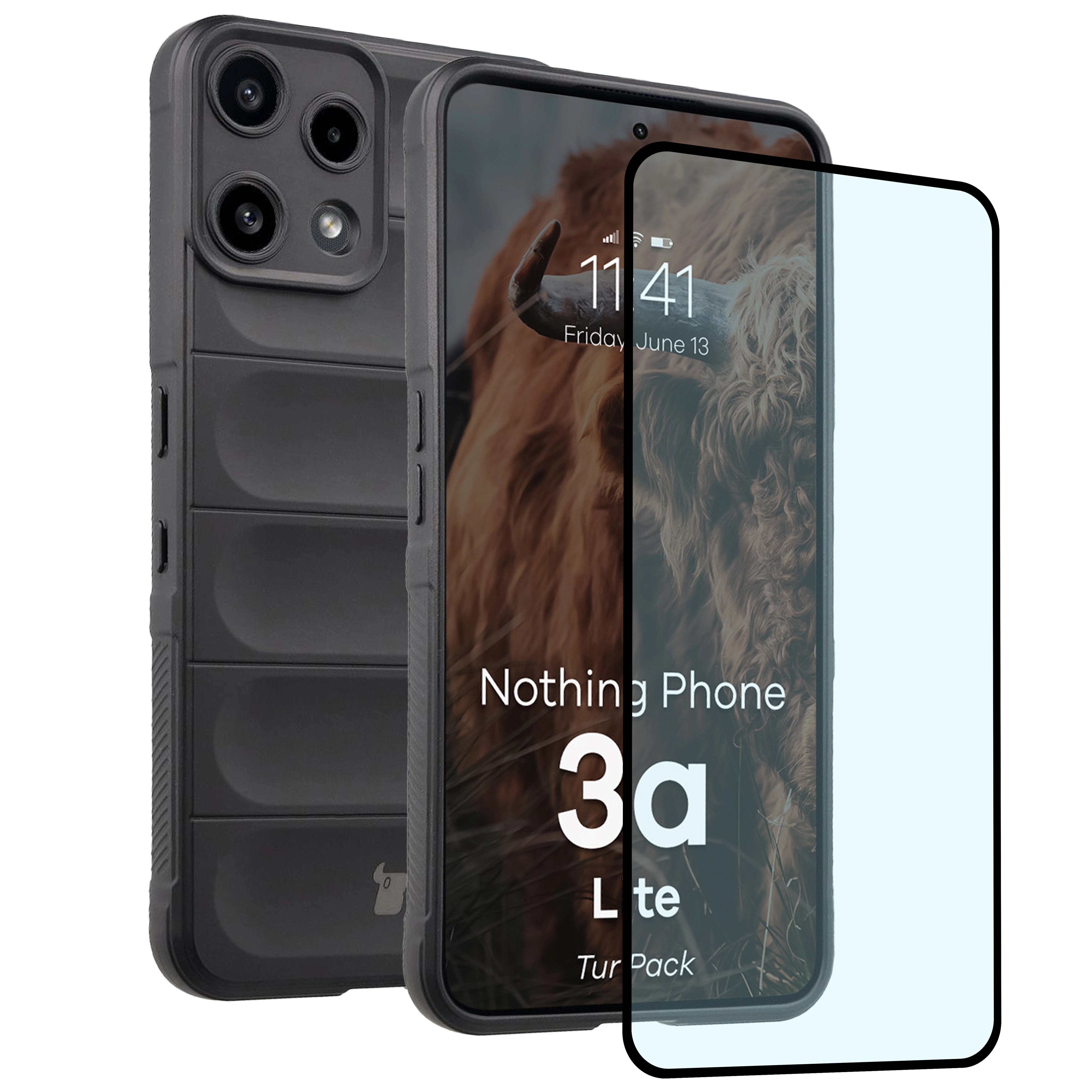 Pancerne etui + szkło hartowane Bizon Tur Pack do Nothing Phone (3a) Lite, czarne