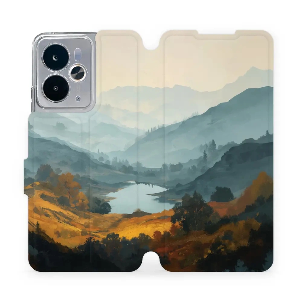 Etui z klapką do realme 14 5G, Mobiwear Book, jezioro w dolinie