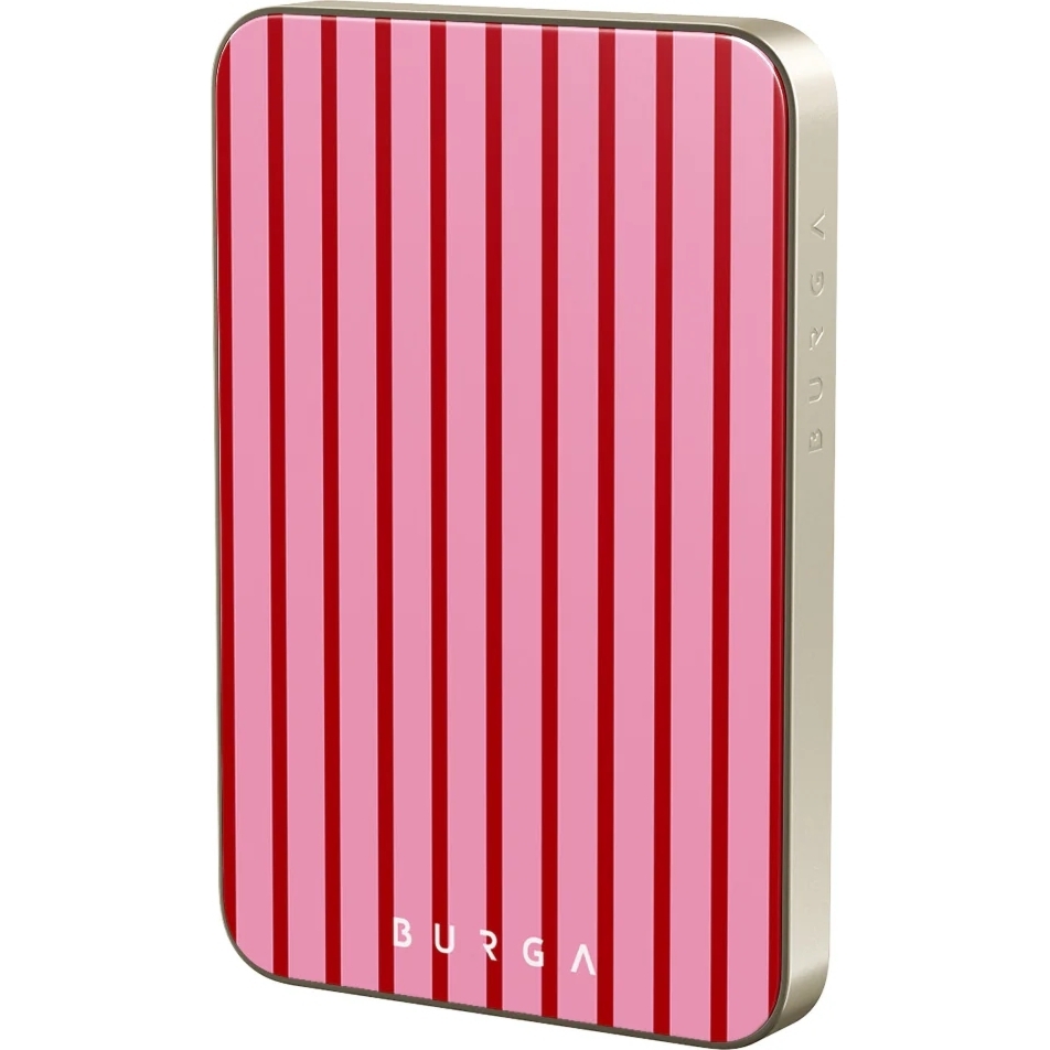Powerbank indukcyjny Burga Slim Magnetic Favourite Bikini Gold, magnetyczny do MagSafe, Qi, USB-C, PD, 20W, 5000mAh + kabel USB-C, złoty w różowy wzór