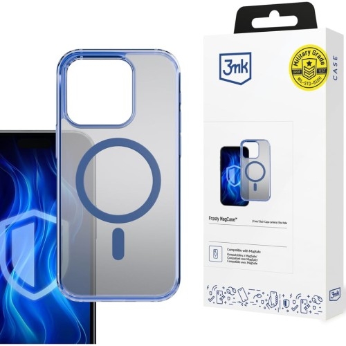 Image of Etui 3mk Frosty MagCase do iPhone 16 Pro Max, półprzezroczyste z niebieskim