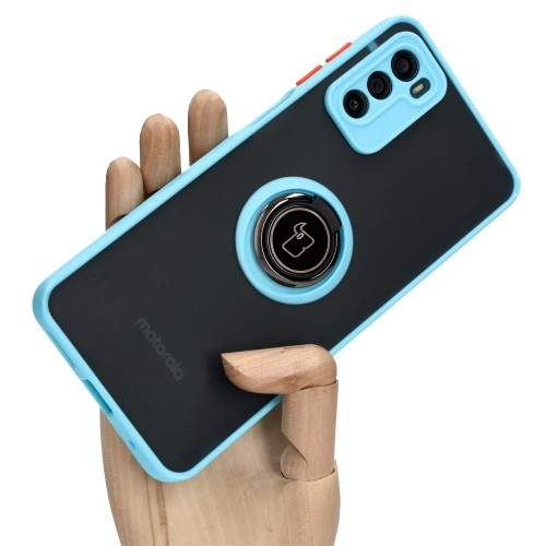 Image of Etui Bizon Case Hybrid Ring do Motorola Moto G42, błękitne