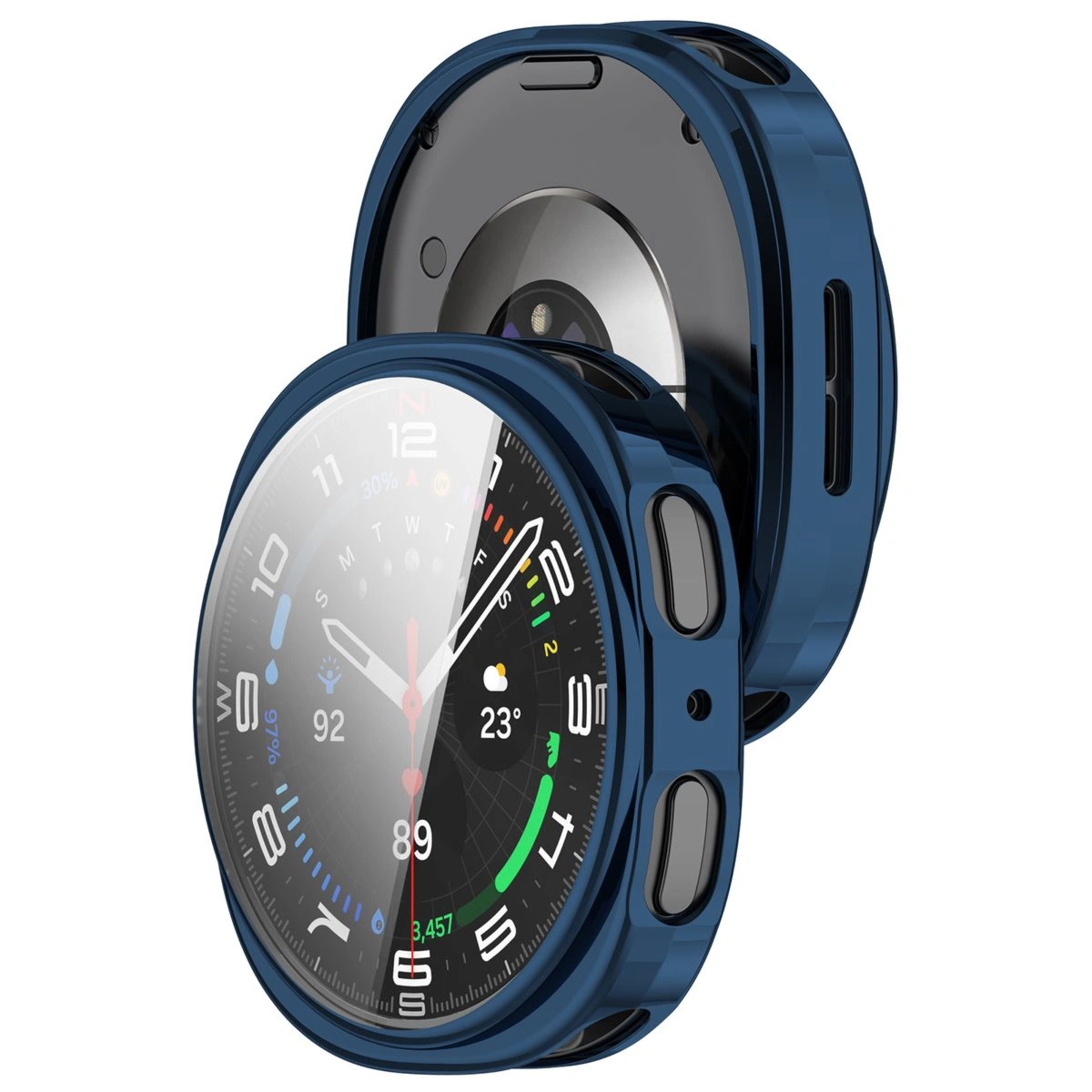 Etui z osłoną ekranu Bizon Case Watch Felipe do Galaxy Watch 8 44 mm, niebieskie