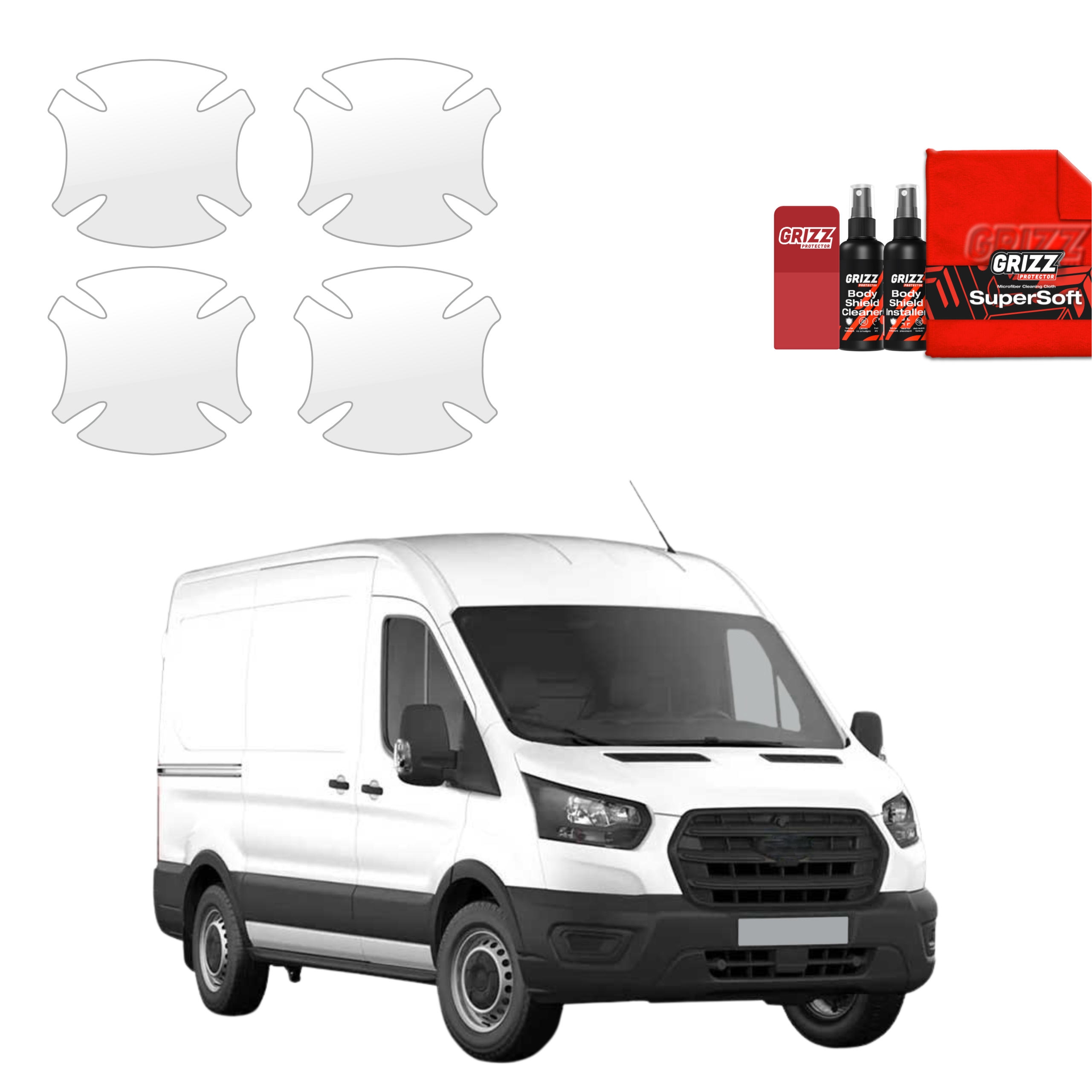 4w1 Bezbarwna folia ochronna Grizz Protector pod klamki Ford Transit (2020-2026)