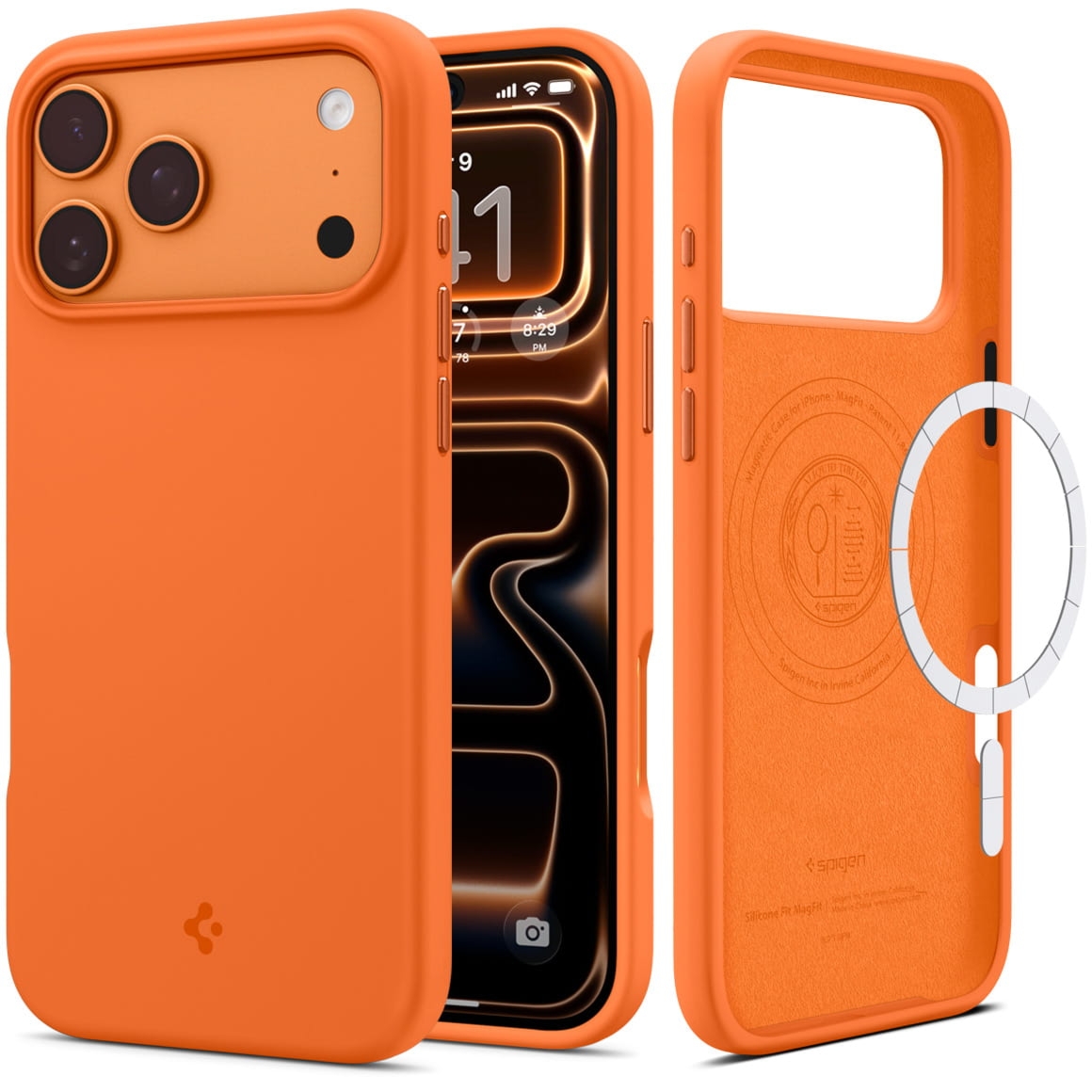 Etui Spigen Silicone Fit Mag do MagSafe do iPhone 17 Pro Max, pomarańczowe