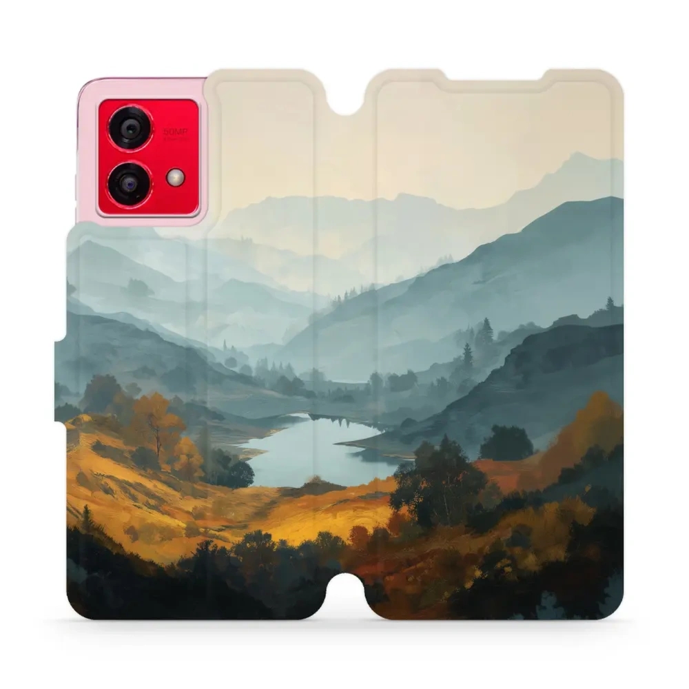 Etui z klapką do Motorola Moto G84 5G, Mobiwear Book, jezioro w dolinie