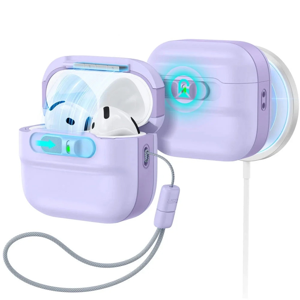 Etui ESR FlickLock Magnetic Case do MagSafe do Apple AirPods 4, Apple AirPods 5, fioletowe