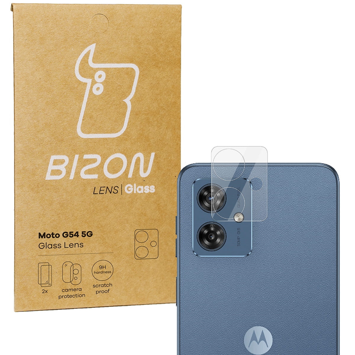 Image of Szkło na aparat Bizon Glass Silk Lens do Motorola Moto G54 5G, 2 sztuki