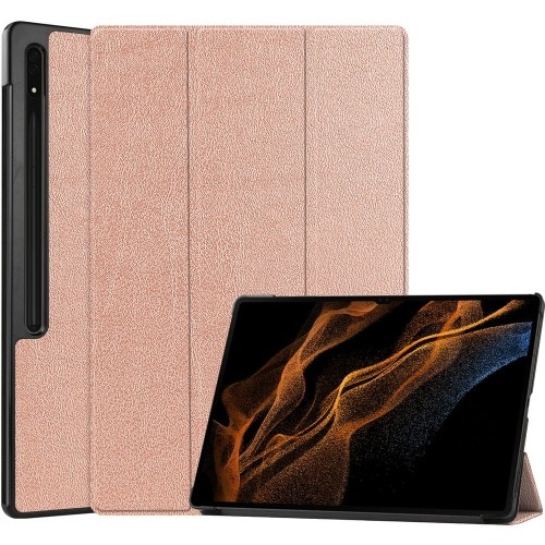 Image of Etui Bizon Case Tab Croc do Galaxy Tab S8 Ultra, różowozłote