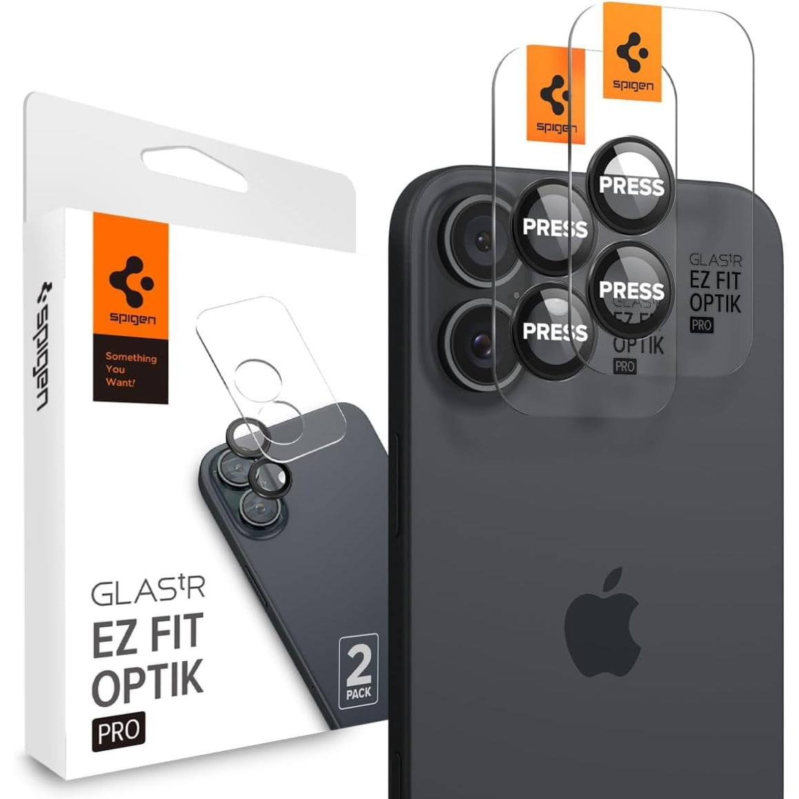 Szkło na aparat Spigen Glas.tR Ez Fit Optik Pro 2-Pack do iPhone 17 / 16 Plus / 16, czarne