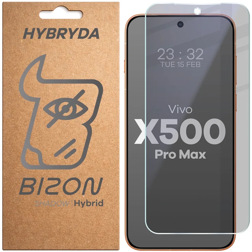 Prywatyzujące szkło hybrydowe Bizon Hybrid Shadow do Vivo X500 Pro Max, matowe