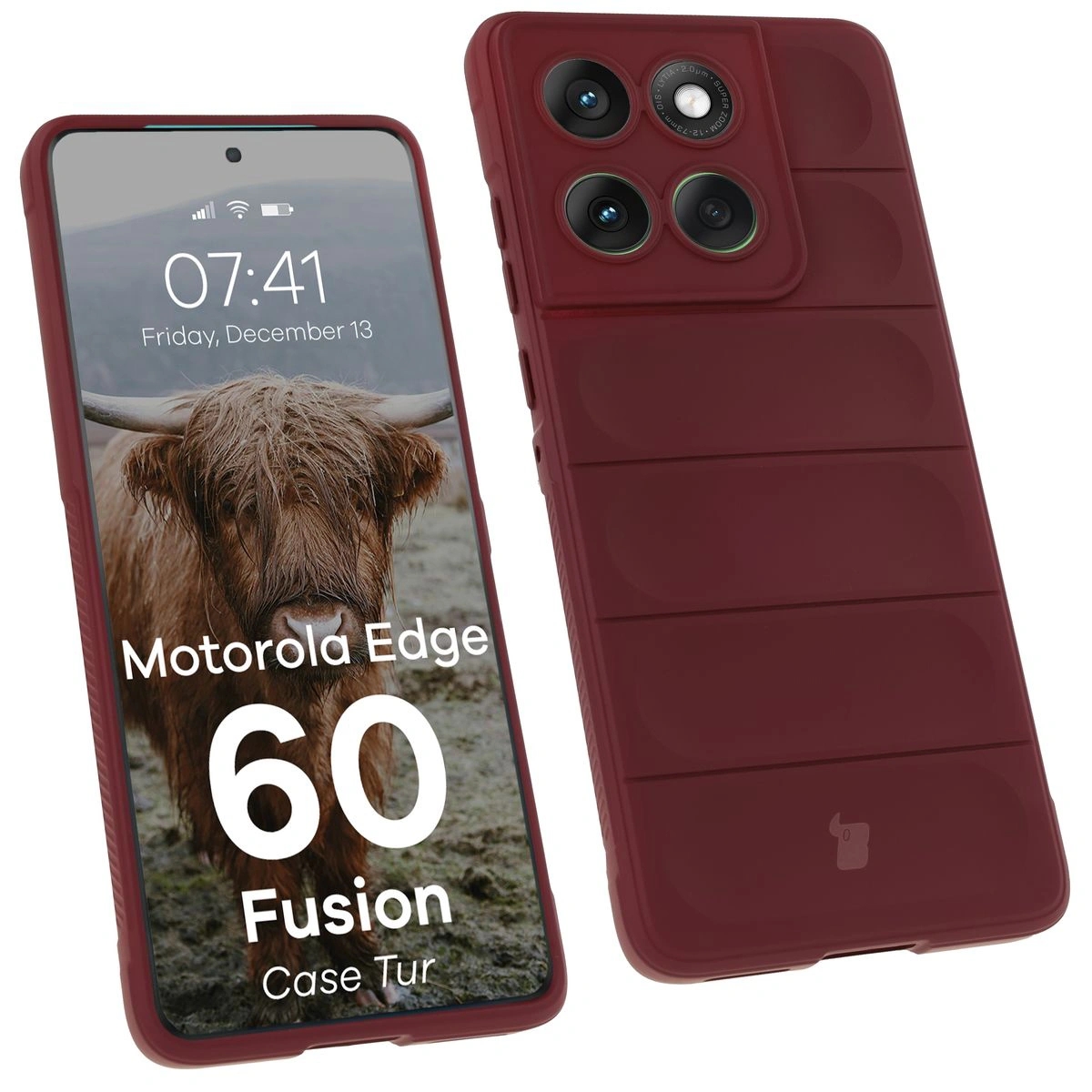 Image of Pancerne etui Bizon Case Tur do Motorola Edge 60 / 60 Fusion, burgundowe