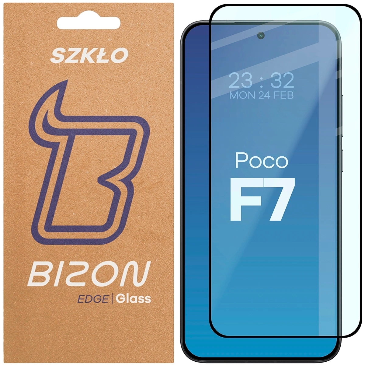 Szkło hartowane Bizon Glass Edge do Xiaomi POCO F7, czarna ramka