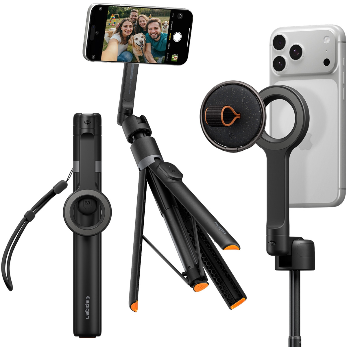 Uchwyt, kijek, statyw Spigen S582W Bluetooth Selfie Stick Tripod z pilotem Bluetooth, czarny
