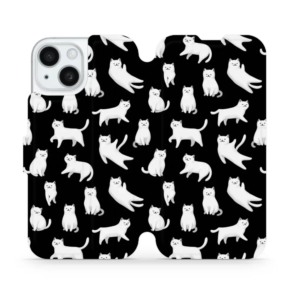 Etui z klapką do iPhone 15, Mobiwear Book, kotki luna