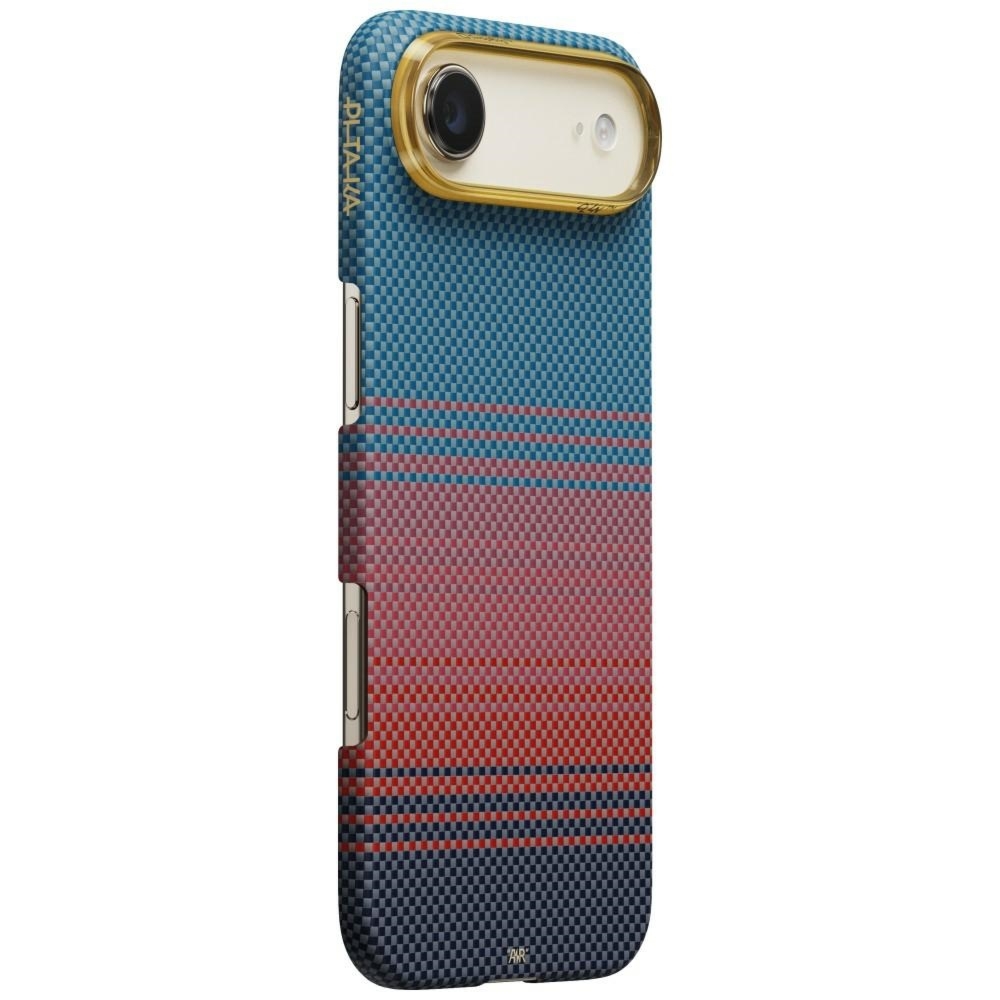 Etui aramidowe Pitaka Edge Case do MagSafe, do iPhone Air, niebiesko-burgundowe z kevlarem