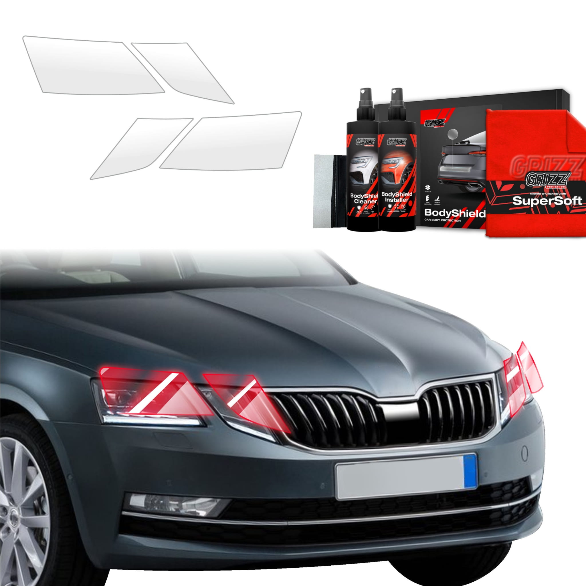 4w1 Folia ochronna na lampy Grizz Protector do Skoda Octavia 3 (2017-2020)