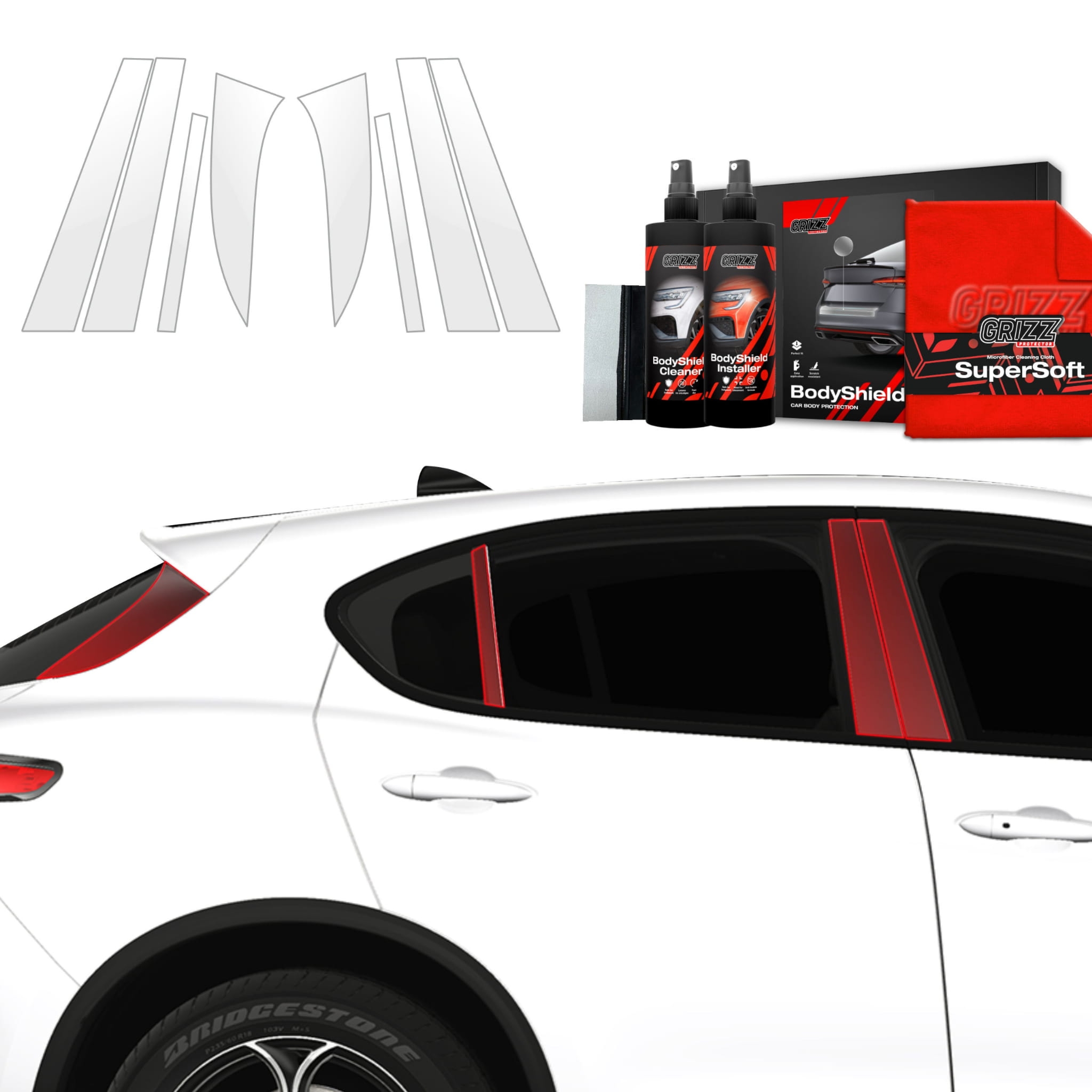 8w1 Folia ochronna Grizz Protector na słupki do Alfa Romeo Stelvio (2023-2026)