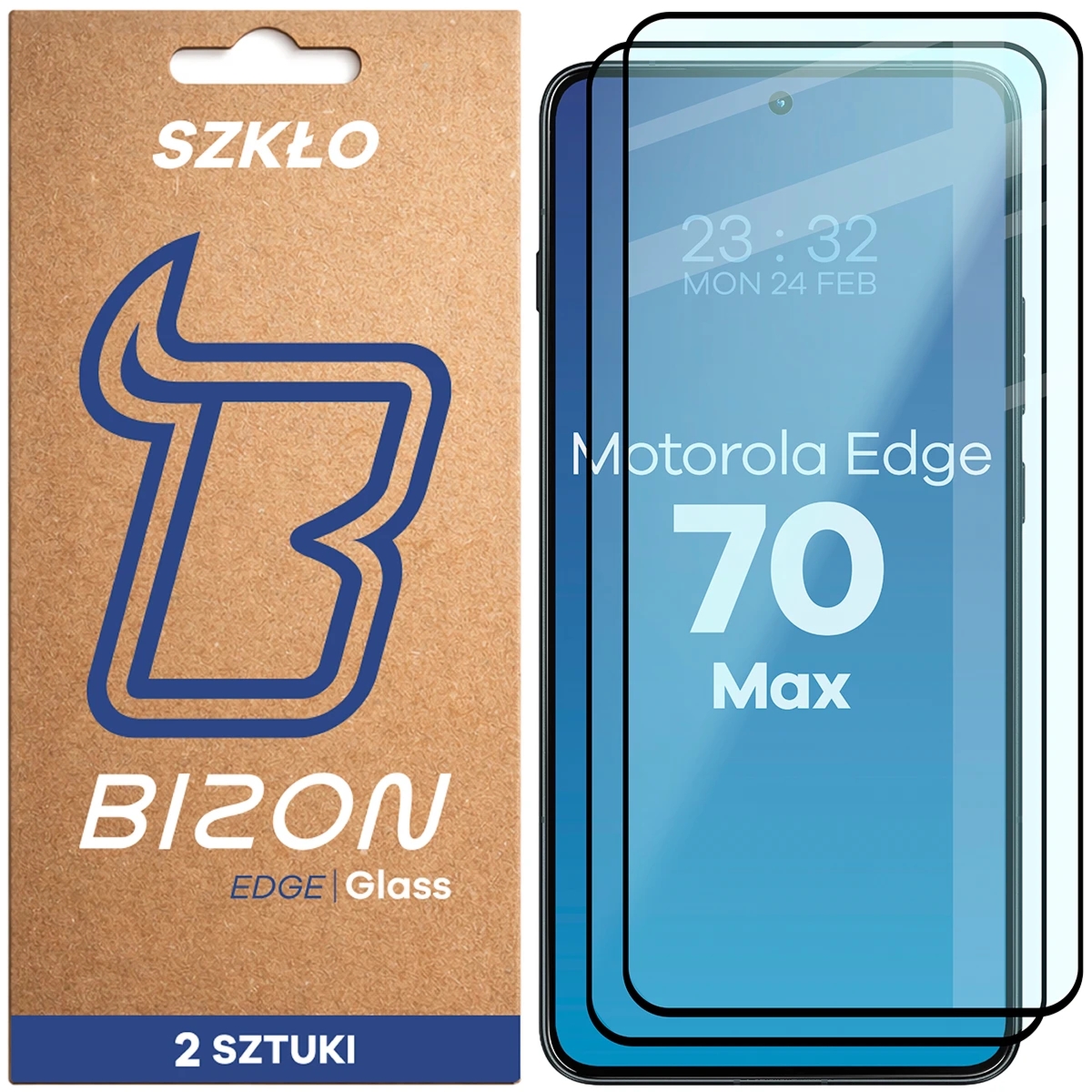 Szkło hartowane Bizon Glass Edge Duo do Motorola Edge 70 Max, czarna ramka, 2 sztuki