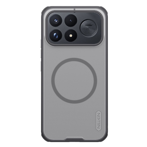 Etui Nillkin Frosted Shield Pro Magnetic do MagSafe do Xiaomi POCO F9 Pro, przydymione z czarną ramką
