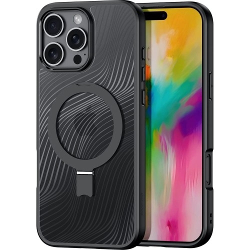 Image of Etui Dux Ducis Aimo Mag Magnetic Stand do iPhone 16 Pro Max, czarno-przezroczyste