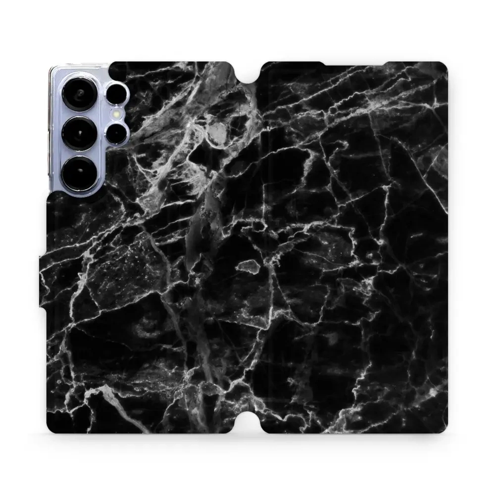 Etui z klapką do Galaxy S25 Ultra, Mobiwear Book, czarny marmur