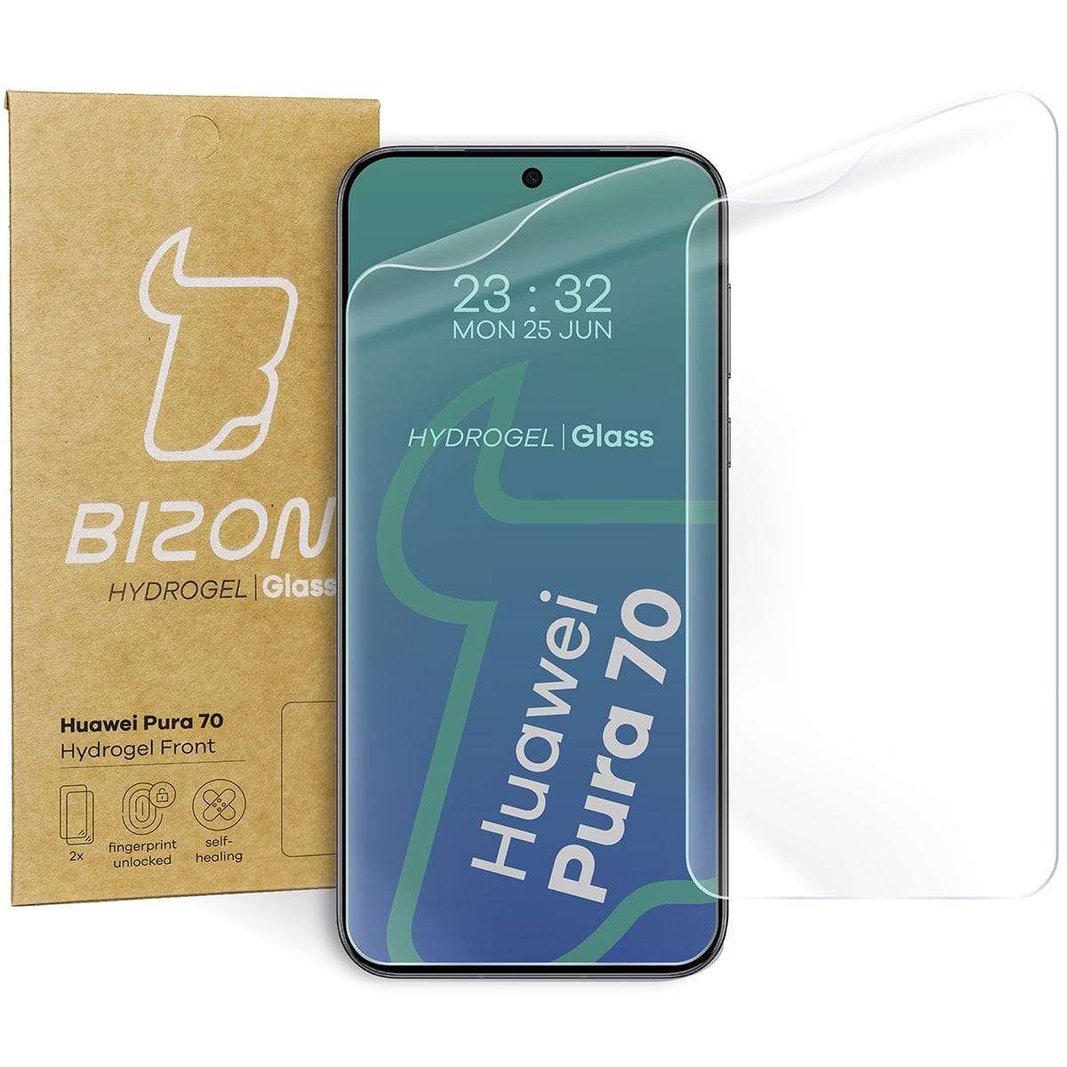 Image of Folia hydrożelowa na ekran Bizon Glass Hydrogel Front do Huawei Pura 70, 2 sztuki