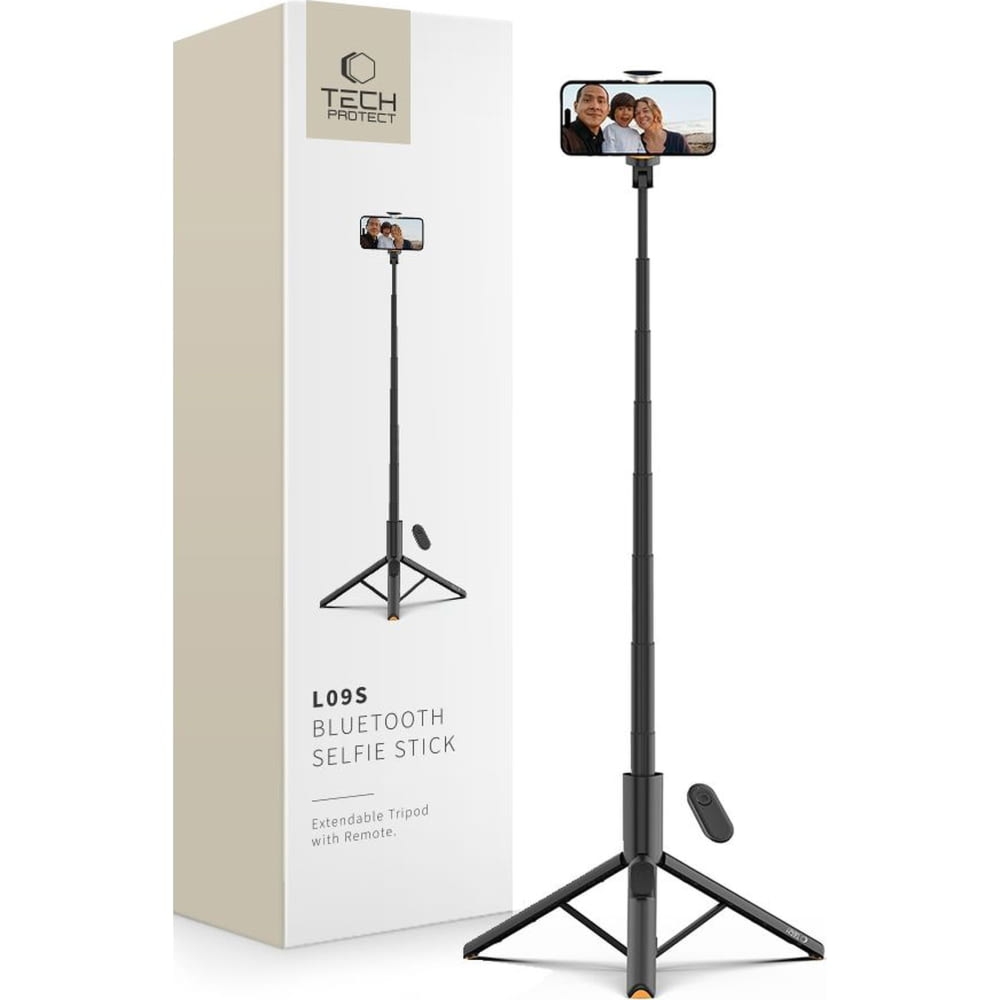 Uchwyt, kijek, statyw Tech-Protect L09S Wireless Selfie Stick Tripod Bluetooth, czarny