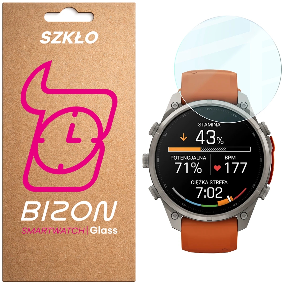 Szkło hartowane na ekran Bizon Watch Glass Clear do Garmin Fenix 9 Pro AMOLED (47 mm)
