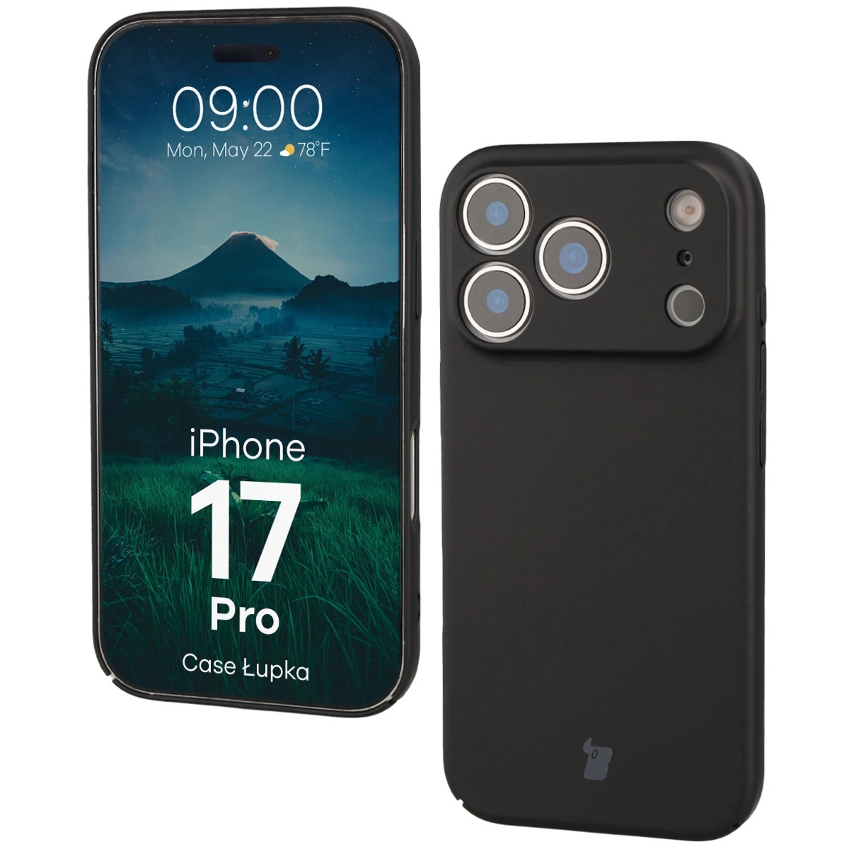 Etui Bizon Case Łupka do iPhone 17 Pro, czarne