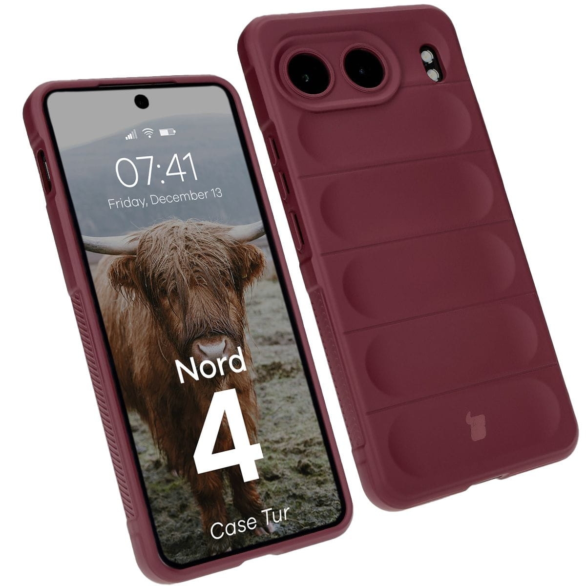 Image of Pancerne etui Bizon Case Tur do OnePlus Nord 4, burgundowe