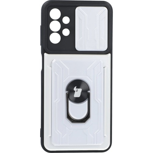 Image of Etui Bizon Case Camshield Card Slot Ring do Galaxy A13 4G, białe