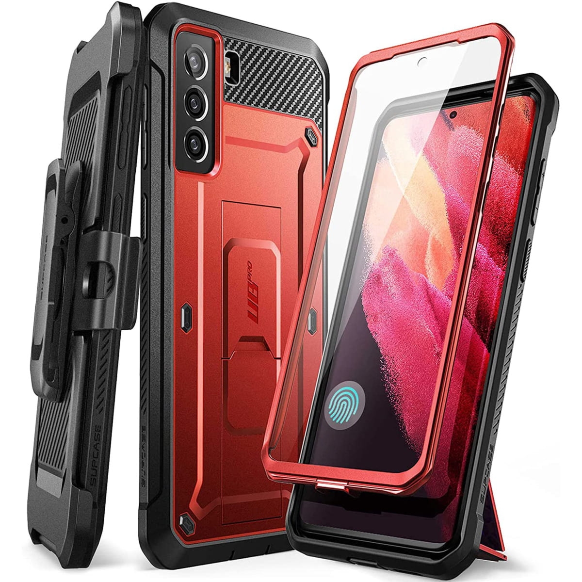 Etui Supcase UB Pro SP Galaxy S21 FE, czerwone