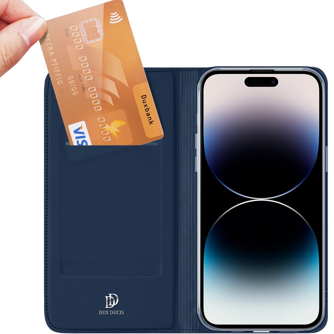 Image of Etui z klapką Dux Ducis Skin Pro do iPhone 15 Pro, granatowe