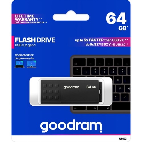 Image of Pendrive USB-A 3.2 Gen 1, Goodram UME3 64GB, 60MB/s, czarny