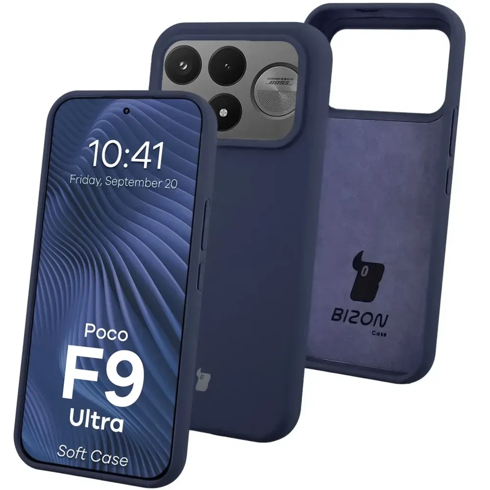 Silikonowe etui Bizon Soft Case do Xiaomi POCO F9 Ultra, ciemnoniebieskie