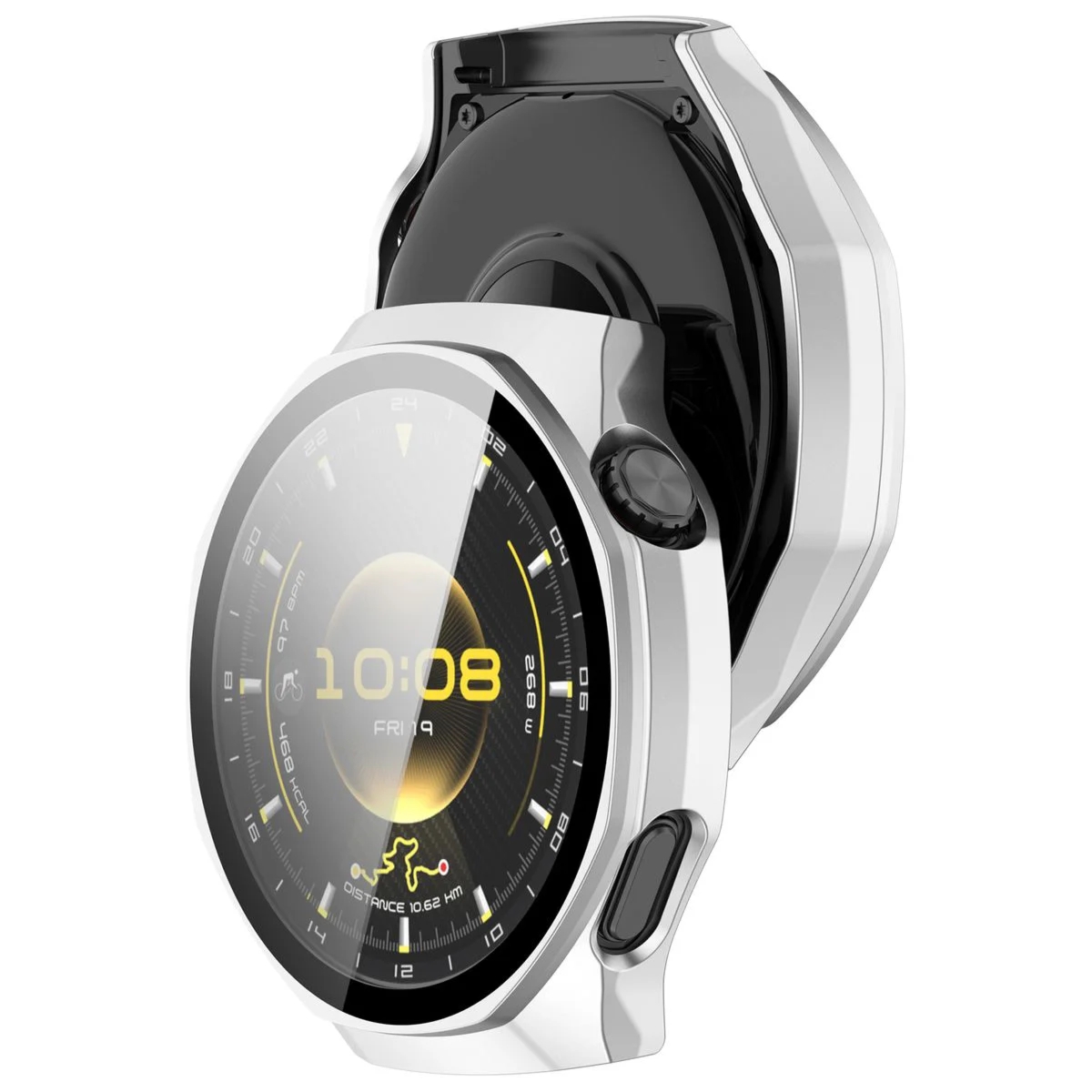 Etui ze szkłem do zegarka Bizon Case Watch Adamo do Huawei Watch GT 7 Pro 46 mm, matowe srebrne