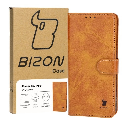 Image of Etui Bizon Case Pocket do Xiaomi Poco X6 Pro 5G, brązowe