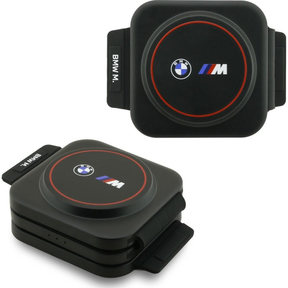 Składana ładowarka indukcyjna 3w1, Qi2 15W, BMW 3-in-1 Foldable Magnetic, do MagSafe, 22W, kabel USB-C 1 m, czarna z czerwonym ringiem