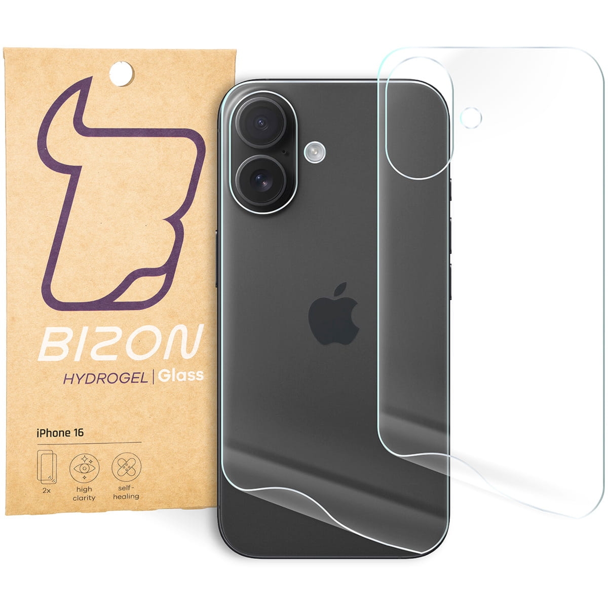 Folia hydrożelowa na tył Bizon Film Hydrogel Back Duo do iPhone 16, 2 sztuki
