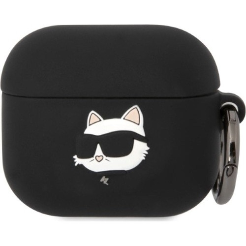 Image of Etui Karl Lagerfeld Choupette Head 3D Silicone do AirPods 3, czarne