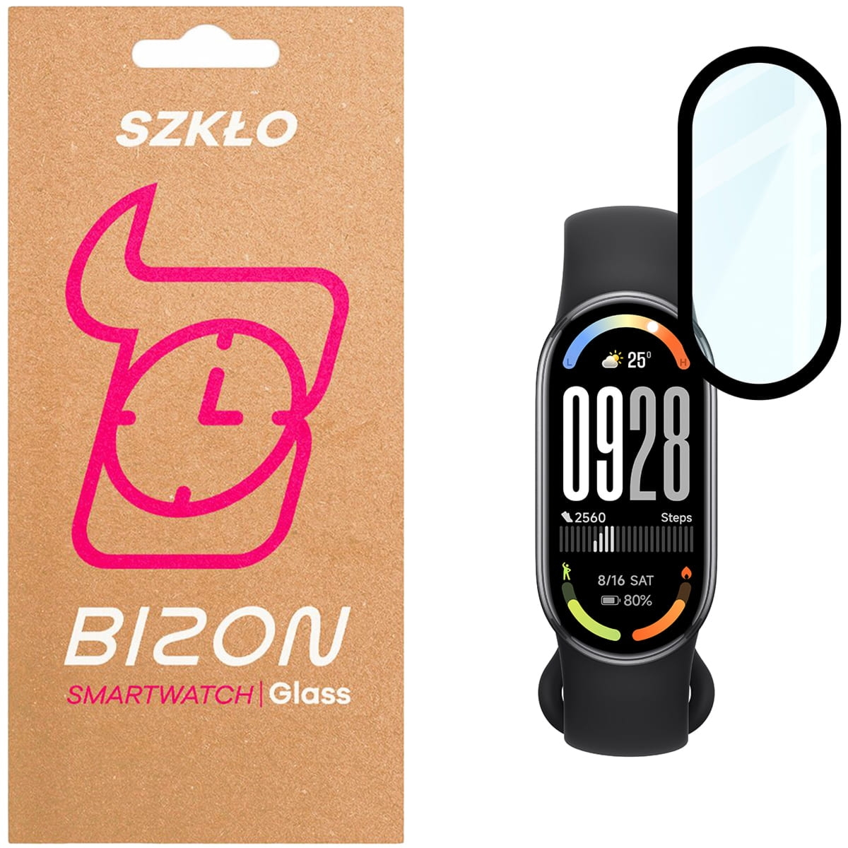 Szkło hybrydowe Bizon Watch Glass Edge Hybrid dla Xiaomi Smart Band 10, czarne