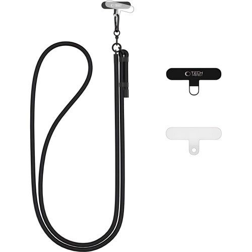 Image of Uniwersalna smycz do telefonu, sznurek C1S Rope Crossbody Strap Tech Protect, czarna